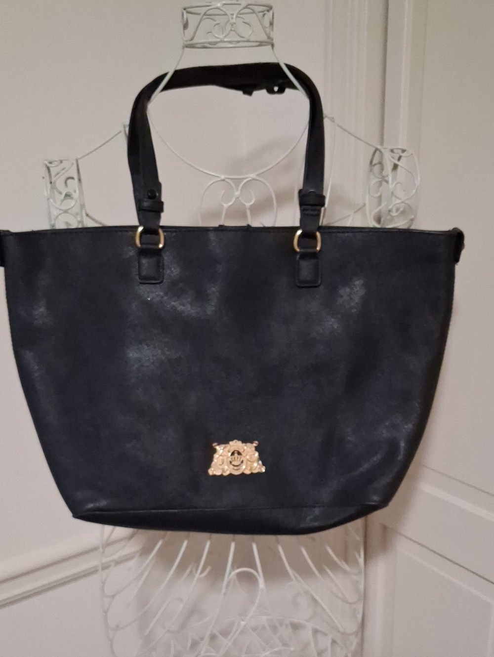 Juicy Couture Black Tote with Gold Crest Accent